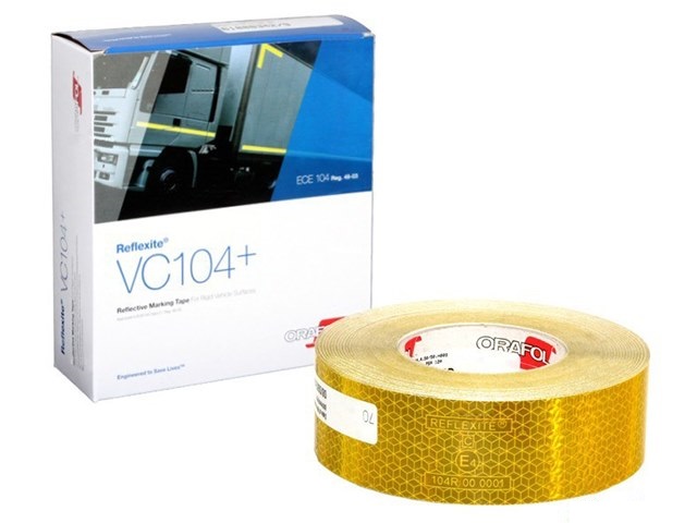 Светоотражающая лента для твердой поверхности (желтая) ORAFOL VC104 + (цена за метр)