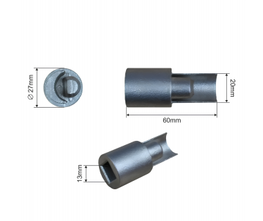 Перехідник механізму натягу тенту, Ø27мм, квадрат