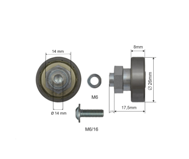 Ролик сдвижной крыши Ø26x8x17,5