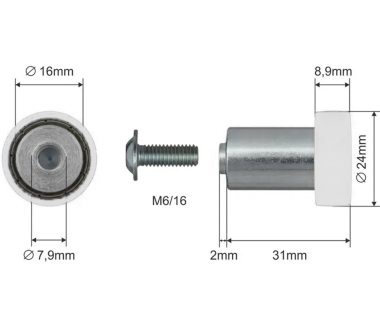 Ролик сдвижной крыши Ø24x8,9x31