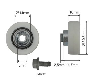 Ролик сдвижной крыши Ø30,5x10x14,7