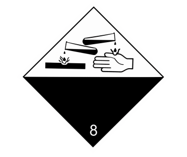 Наклейка «Знак небезпеки, клас 8 — корозійні речовини»,  25×25
